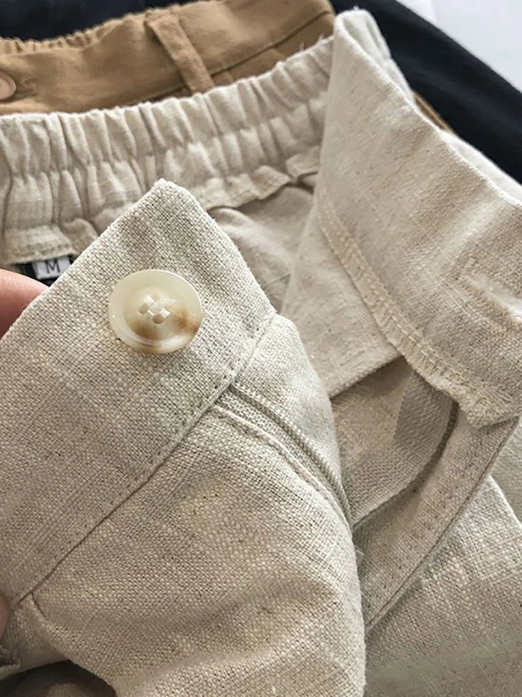 Fitshinling Line Cotton Shorts For Women 2024 New In Fashion Vintage High Waist Short Femme Clothing Solid Slim Pleated Pants