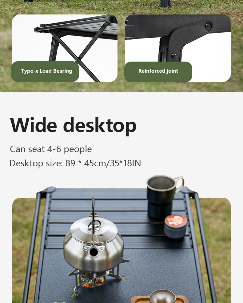BISINNA Multifunctional IGT Table Aluminum Alloy Lightweight Camping BBQ Table Adjustable Leg Desktop for Picnic Hiking