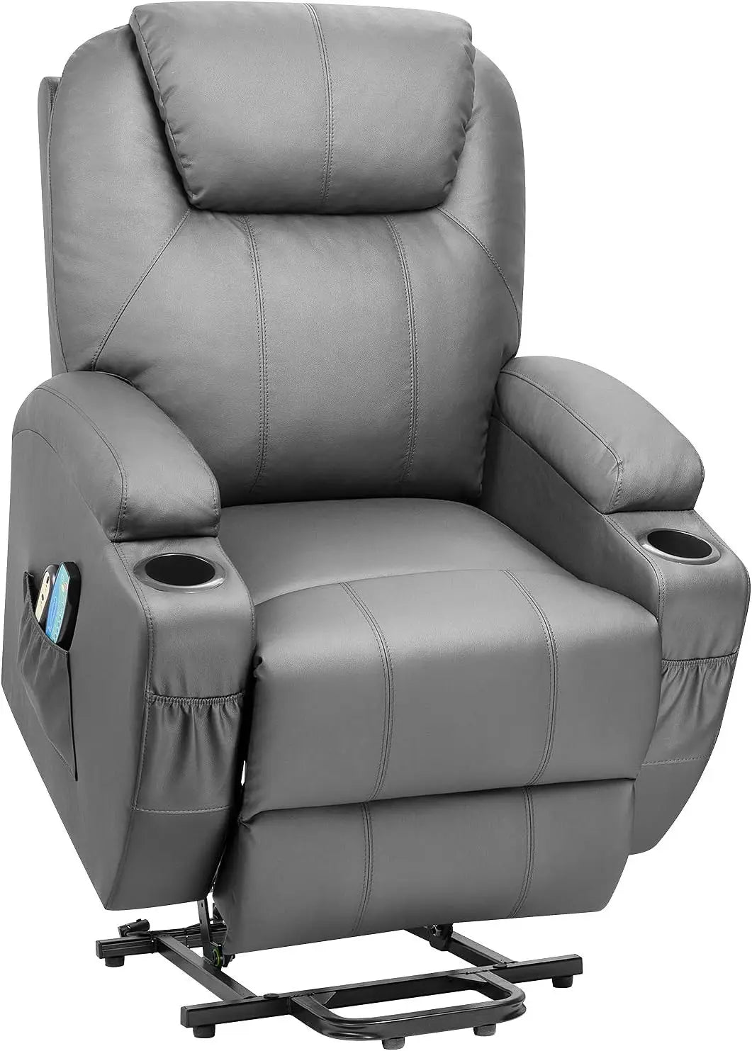 Power Lift Recliner Sofas with Massage, Ergonomic Lounge Chair Classic Single Sofa with 2 Cup Holders Side Pockets Theater Seat