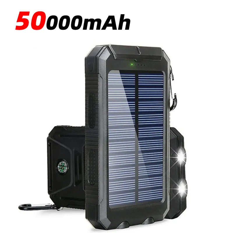 100000mAh Solar Power Bank Two-Way Fast Charging Outdoor Waterproof  Power Bank Flashlight Is Suitable For Iphone Xiaomi Samsung