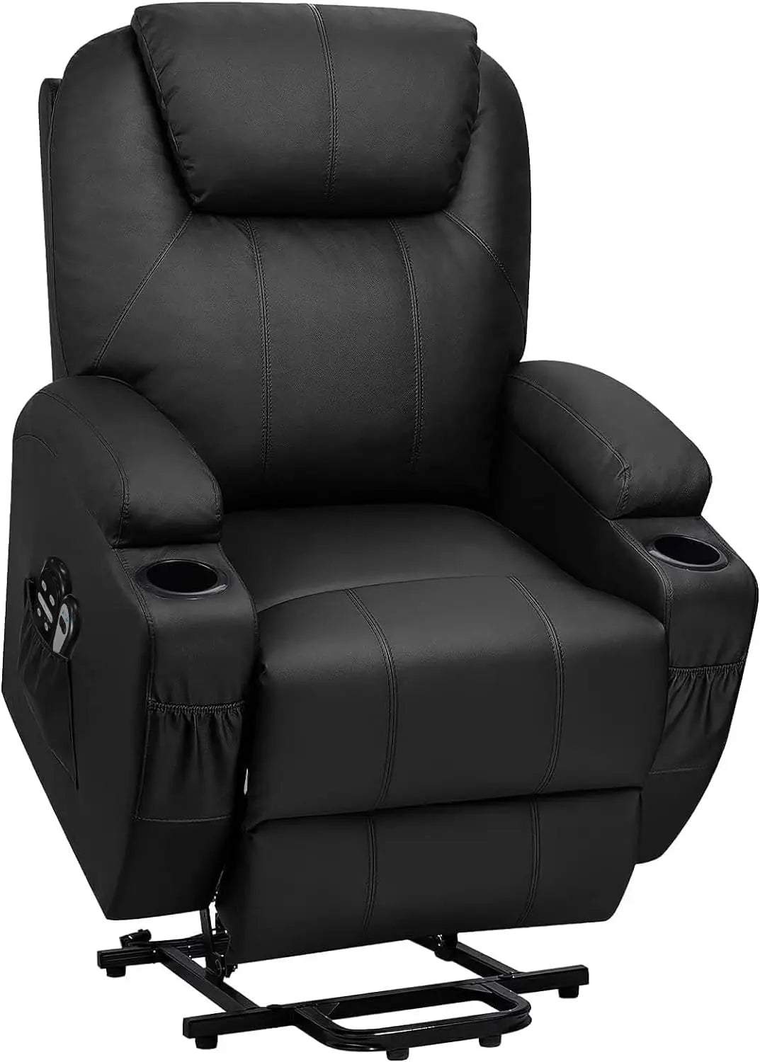 Power Lift Recliner Sofas with Massage, Ergonomic Lounge Chair Classic Single Sofa with 2 Cup Holders Side Pockets Theater Seat