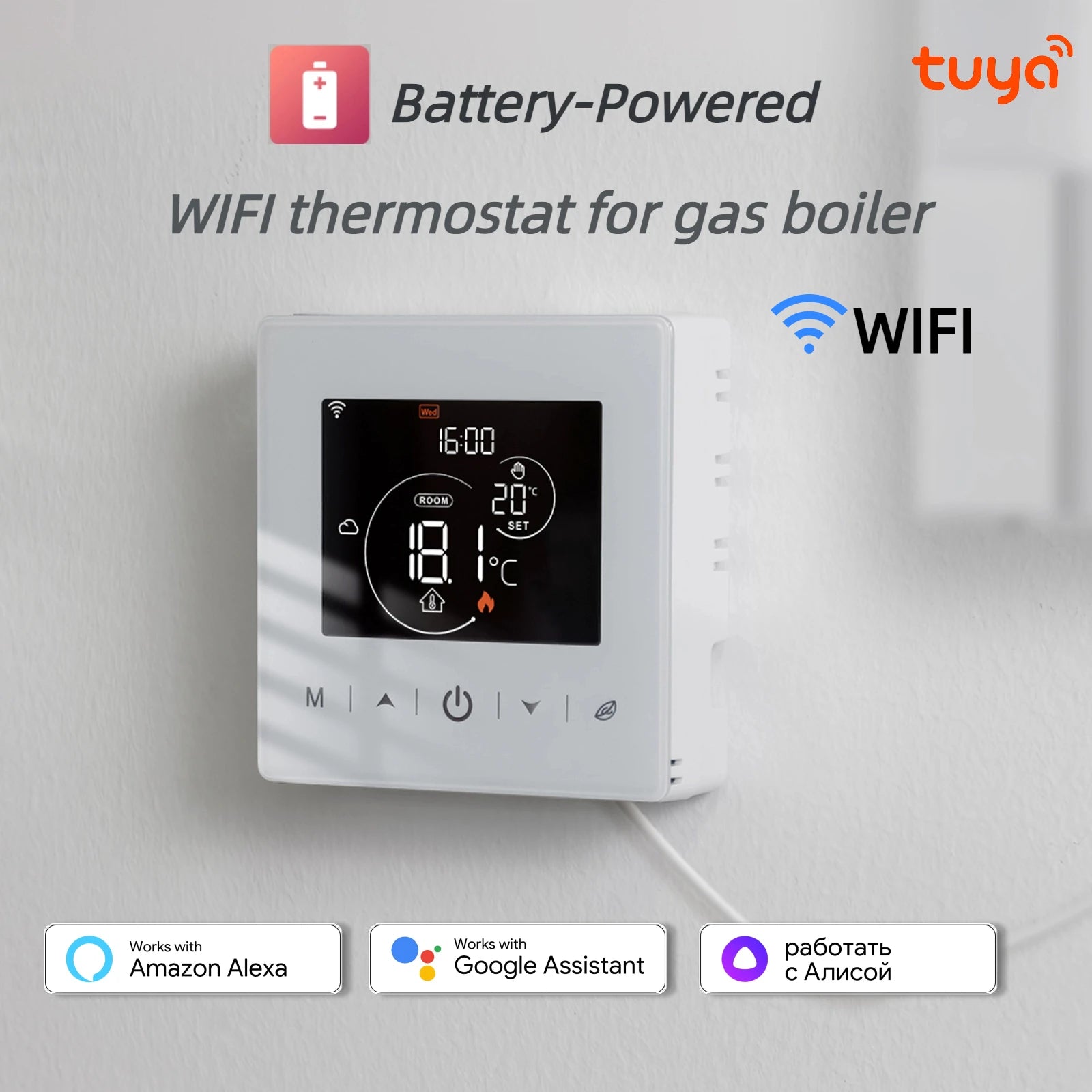 Beok Smart Home Tuya WIFI Thermostat Battery-powered Thermoregulator  for Gas Boiler Smart Life Work with Alexa Google Home