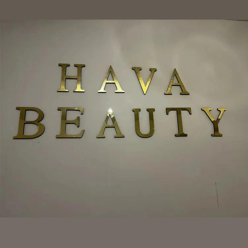 Gold English Letters Mirror 3D Wall Sticker Home Decoration Festival Party Wedding Decor Acrylic Mural Peel & Stick Wallpaper