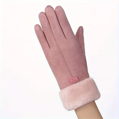 Women’s Winter Thick Plush Leather Gloves