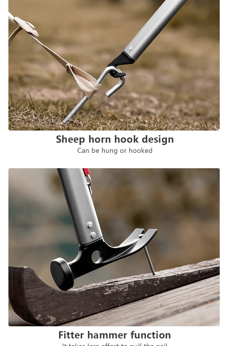 BISINNA Multi-functional Camping Hammer Outdoor Tent Stakes Multi-tool With Alumimum Alloy Handle Ultralight Camping Supplies