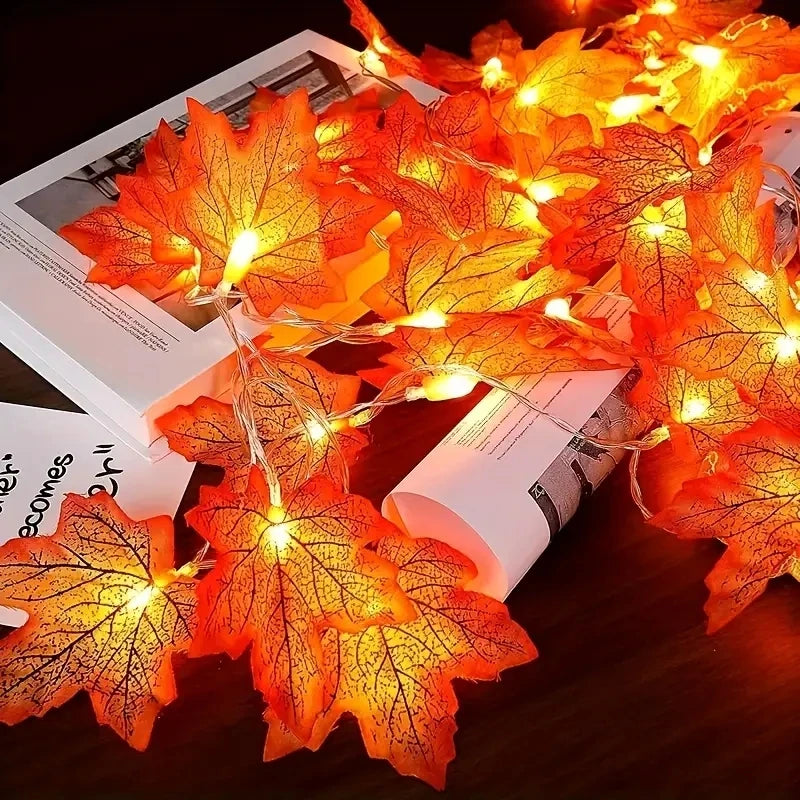 LED Maple Leaf String Lights Battery Powered