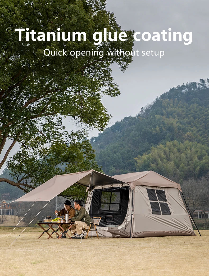 BISINNA One-touch Ridge Type Tent Titanium Glue 3-4 Person Outdoor Automatic Camping Family Tent