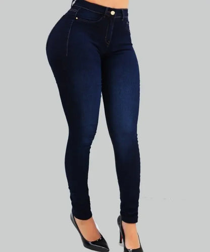 Women's High Waist Pure Color Denim Jeans