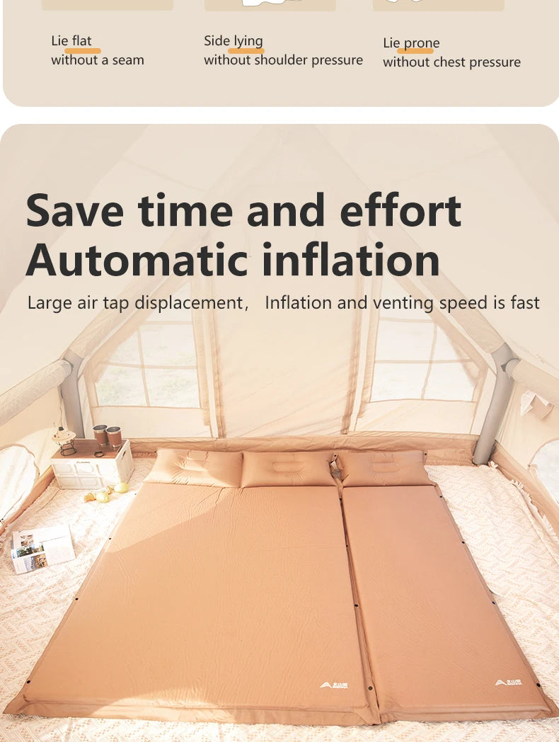 BISINNA Outdoor Self-inflating Mattress Camping Inflatable Sleeping Pad Splicable Ultralight Air Mat for Travel Hiking Picnic