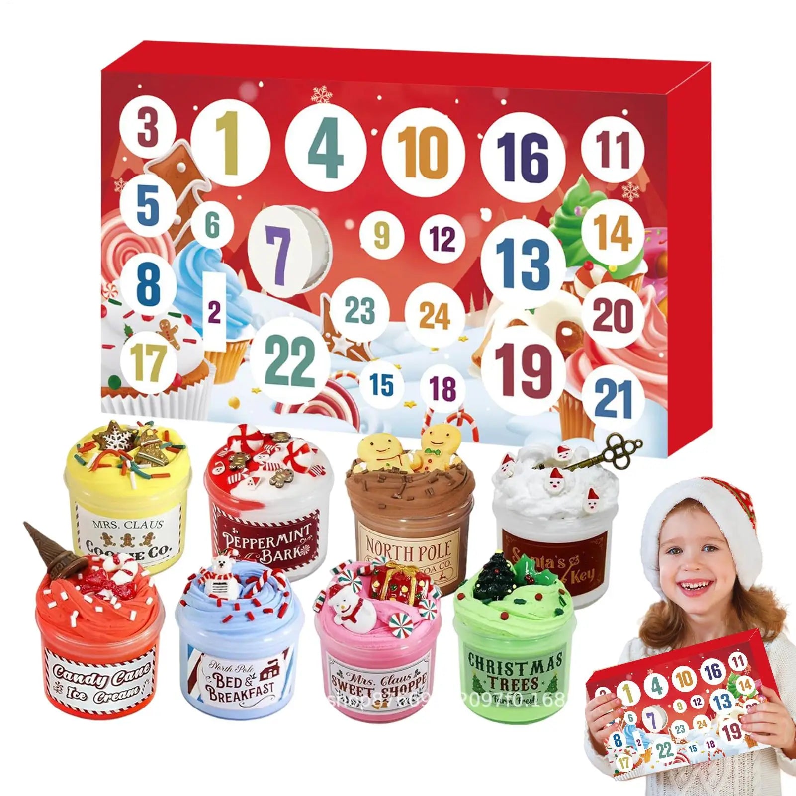 Christmas Holiday Slime Advent Calendar Christmas Countdown for Kids Toys 24 Day Toy Adventure Calendar Christmas New Year Gift