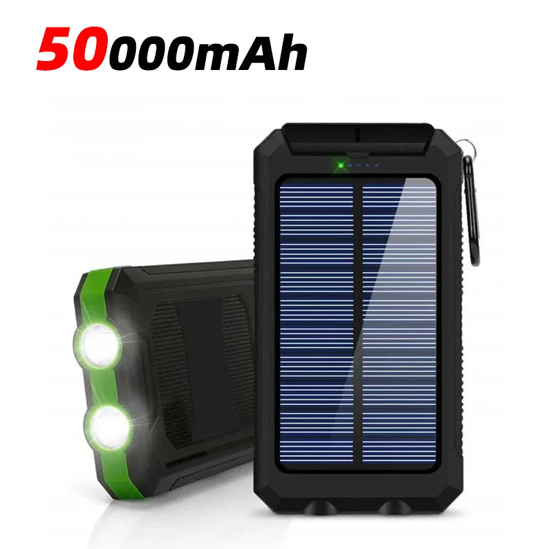 100000mAh Solar Power Bank Two-Way Fast Charging Outdoor Waterproof  Power Bank Flashlight Is Suitable For Iphone Xiaomi Samsung
