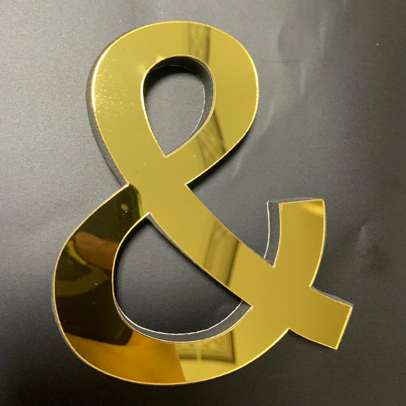 Gold English Letters Mirror 3D Wall Sticker Home Decoration Festival Party Wedding Decor Acrylic Mural Peel & Stick Wallpaper