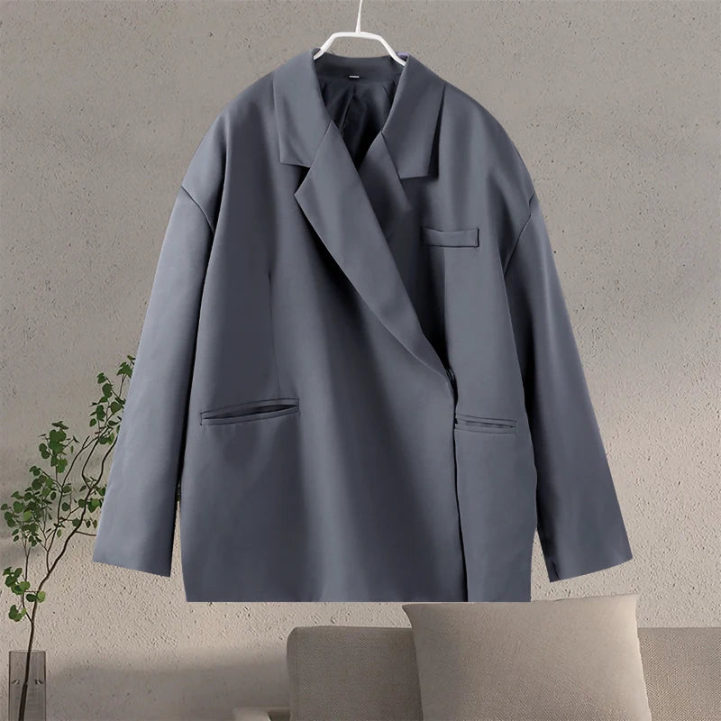 Elegant Office Blazer Women Casual Lapel Long Sleeve Pocket Button Shoulder Pads Female Coat 2024 Autumn Fashion New Lady Suit