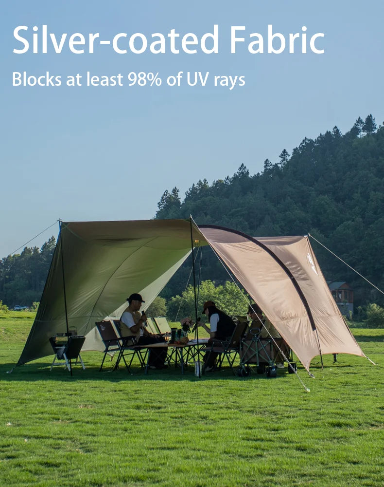 BISINNA Outdoor Camping Folding Portable Tunnel Large Canopy Coated with Silver Sunblock Shade Camping Rain and Wind
