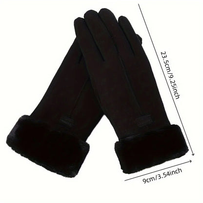 Women’s Winter Thick Plush Leather Gloves