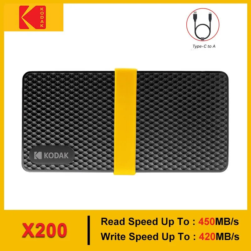 Kodak X200 Portable SSD 2TB 1TB USB 3.1 Type C External Drive Hard Disk 512GB 256GB Solid State Drive For PS4 Laptop Macbook PC