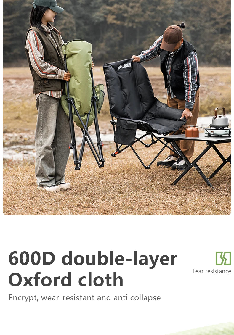 BISINNA Portable Camping Moon Chair High Back Folding Chair Backrest Adjustable Outdoor Leisure Hiking Fishing Picnic