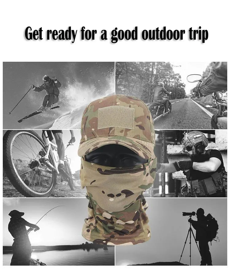 Tactical Balaclava Baseball Caps Full Face Mask Set Men Summer Snapback Sun Hat Outdoor Hunting Camouflage Balaclava