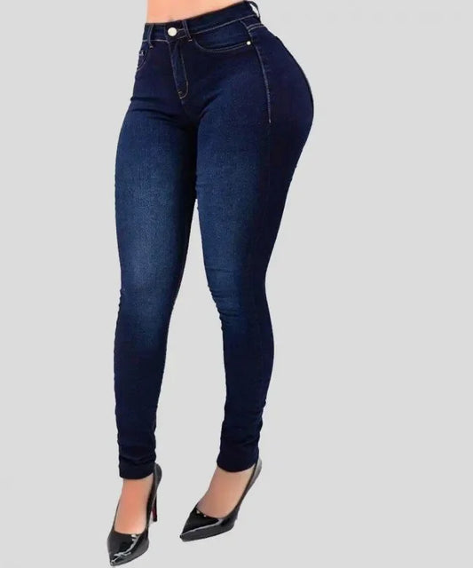 Women's High Waist Pure Color Denim Jeans