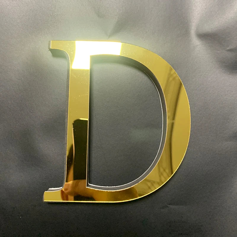 Gold English Letters Mirror 3D Wall Sticker Home Decoration Festival Party Wedding Decor Acrylic Mural Peel & Stick Wallpaper