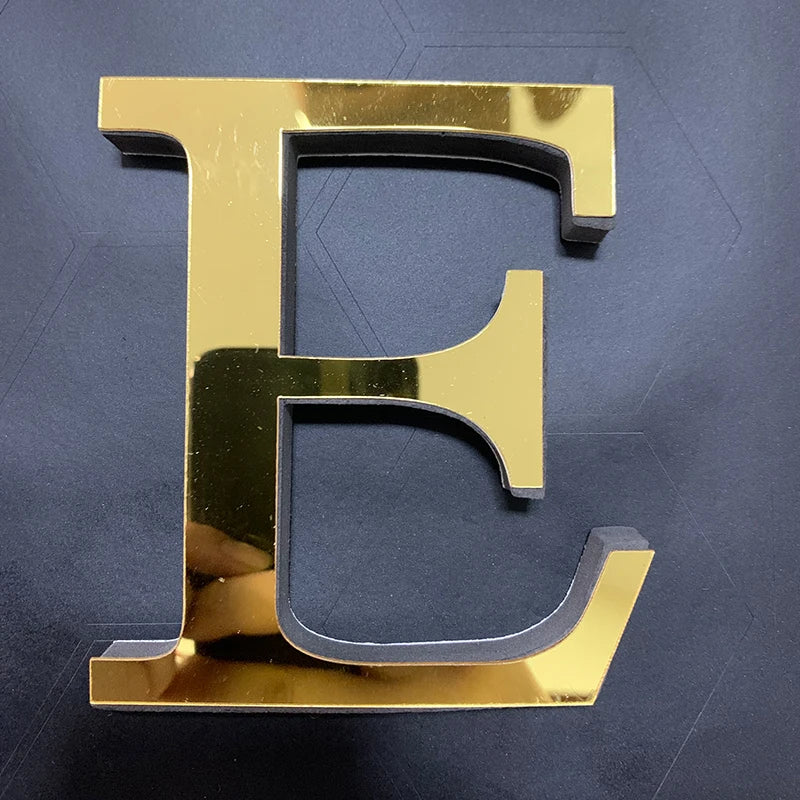 Gold English Letters Mirror 3D Wall Sticker Home Decoration Festival Party Wedding Decor Acrylic Mural Peel & Stick Wallpaper