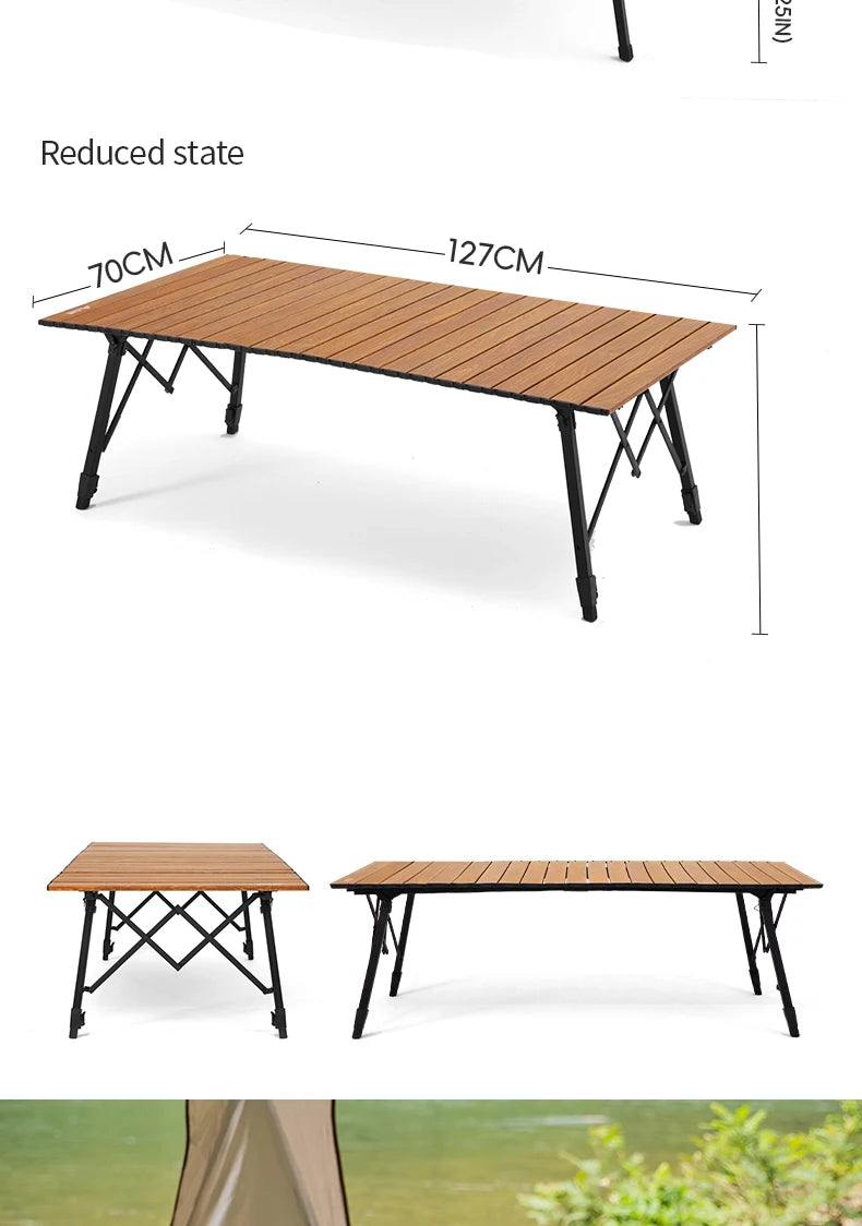 BISINNA Outdoor Large Folding Table Aluminum Alloy Egg Roll Desk Lifting Portable Camping Table
