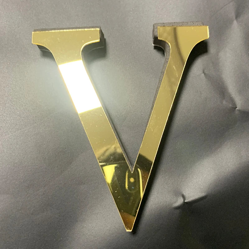 Gold English Letters Mirror 3D Wall Sticker Home Decoration Festival Party Wedding Decor Acrylic Mural Peel & Stick Wallpaper