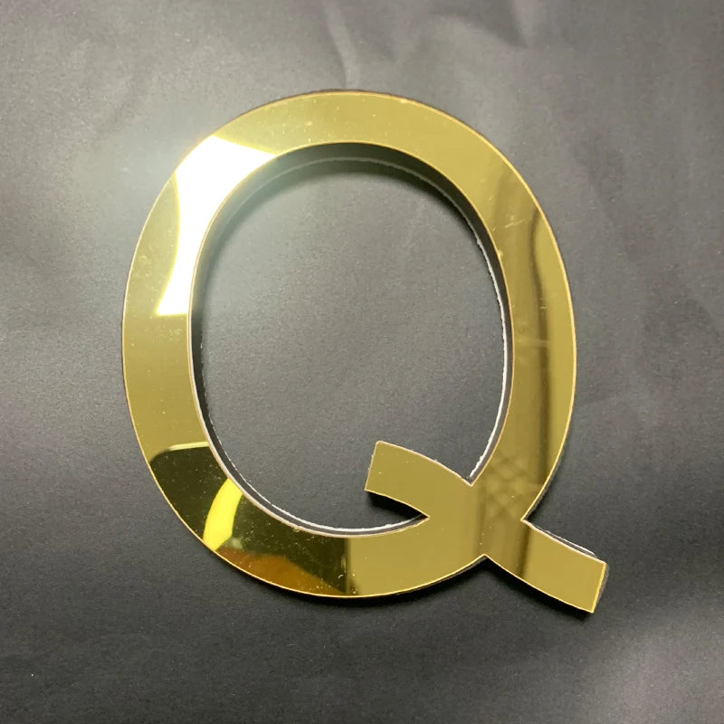 Gold English Letters Mirror 3D Wall Sticker Home Decoration Festival Party Wedding Decor Acrylic Mural Peel & Stick Wallpaper