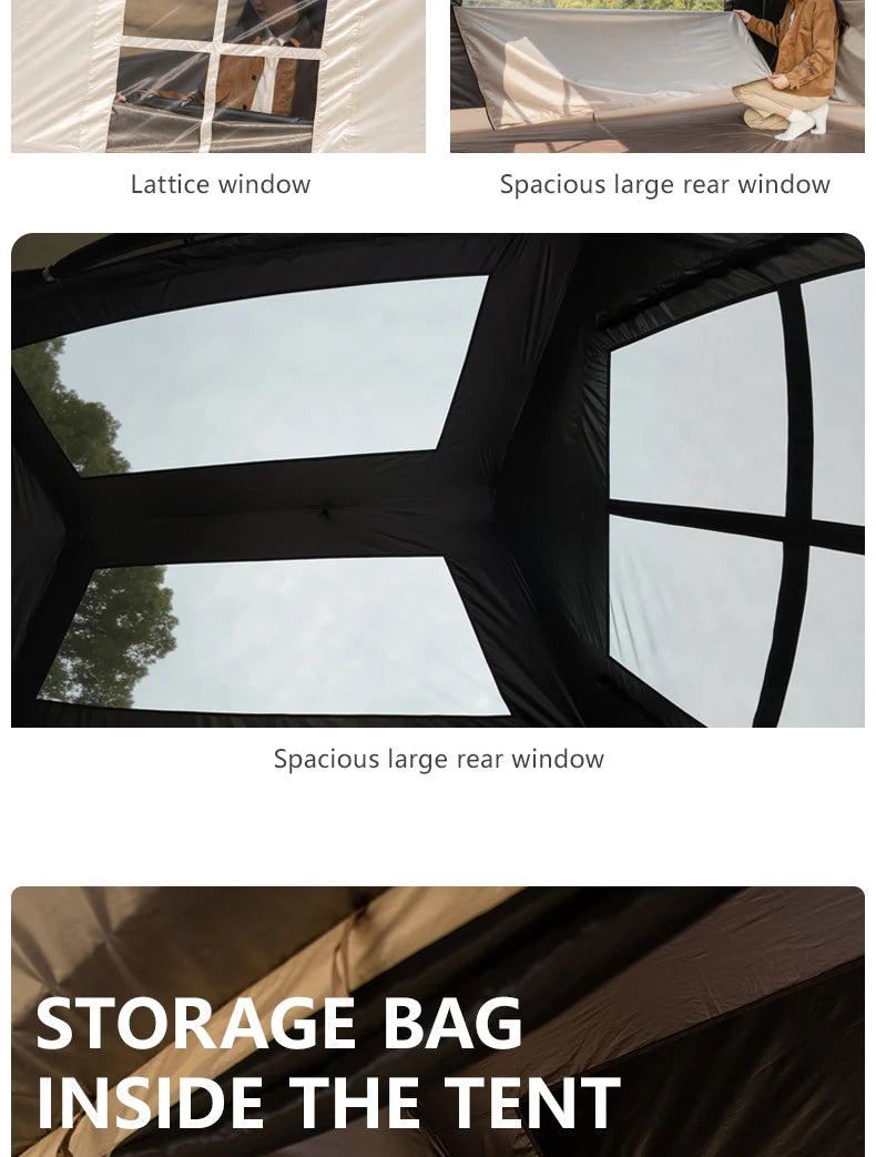 BISINNA One-touch Ridge Type Tent Titanium Glue 3-4 Person Outdoor Automatic Camping Family Tent