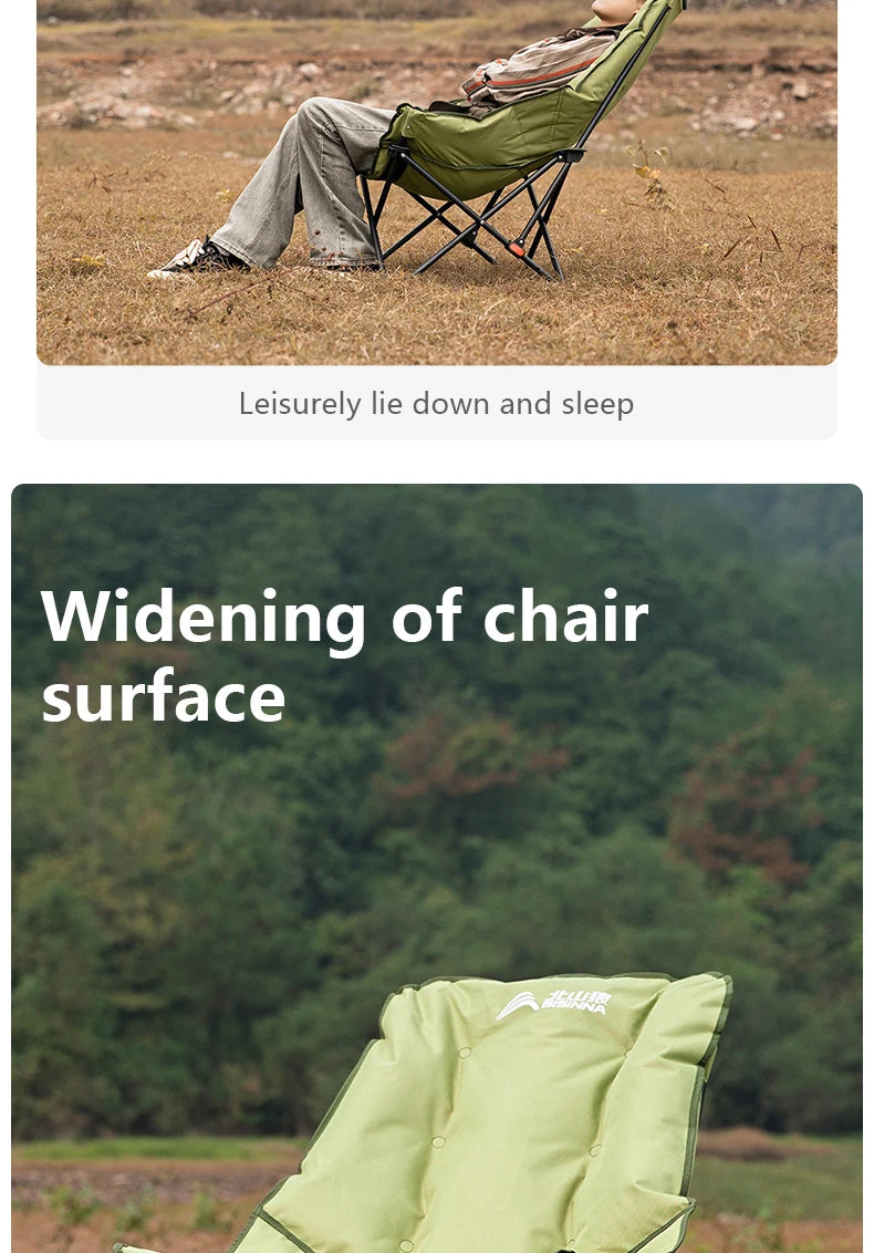 BISINNA Portable Camping Moon Chair High Back Folding Chair Backrest Adjustable Outdoor Leisure Hiking Fishing Picnic