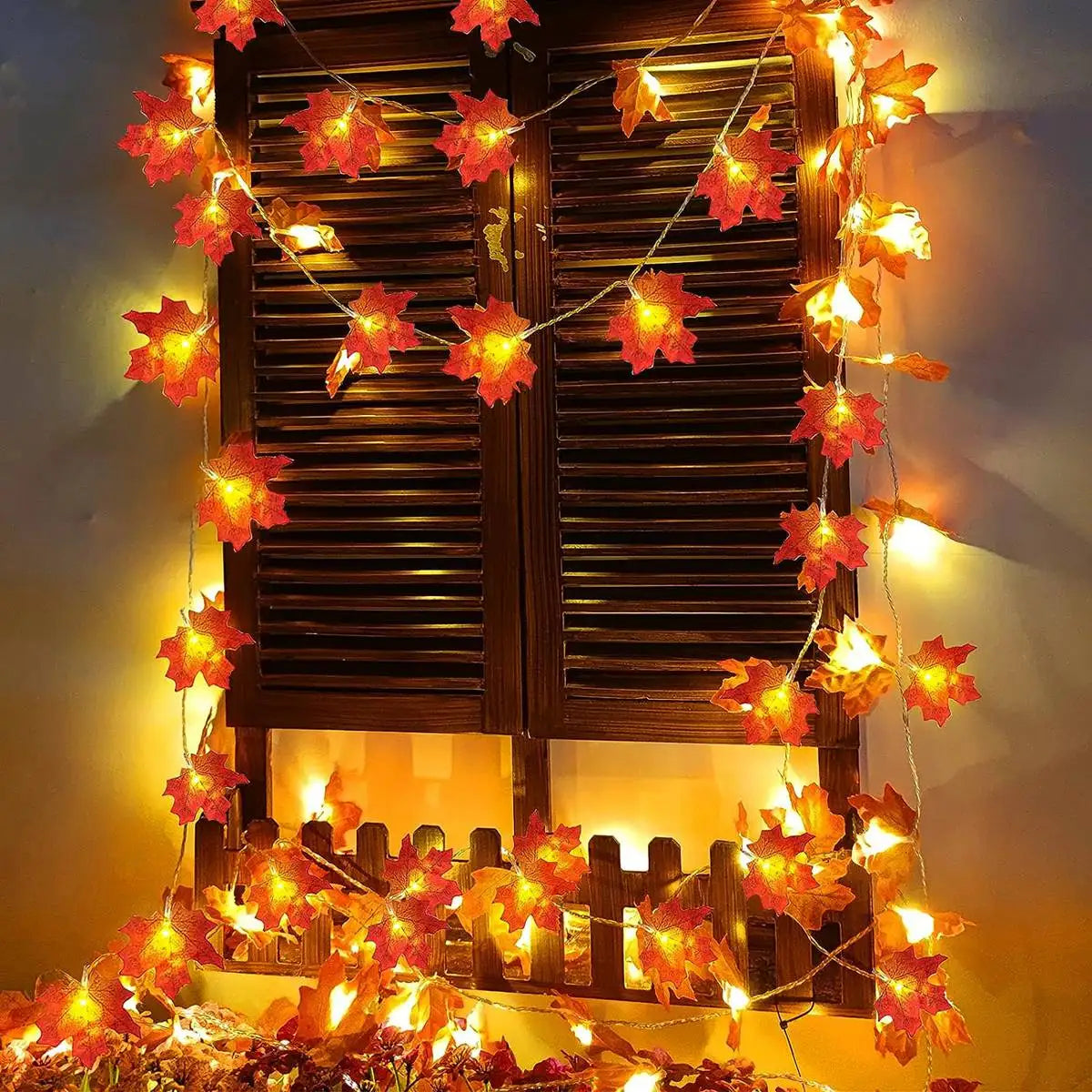 LED Maple Leaf String Lights Battery Powered