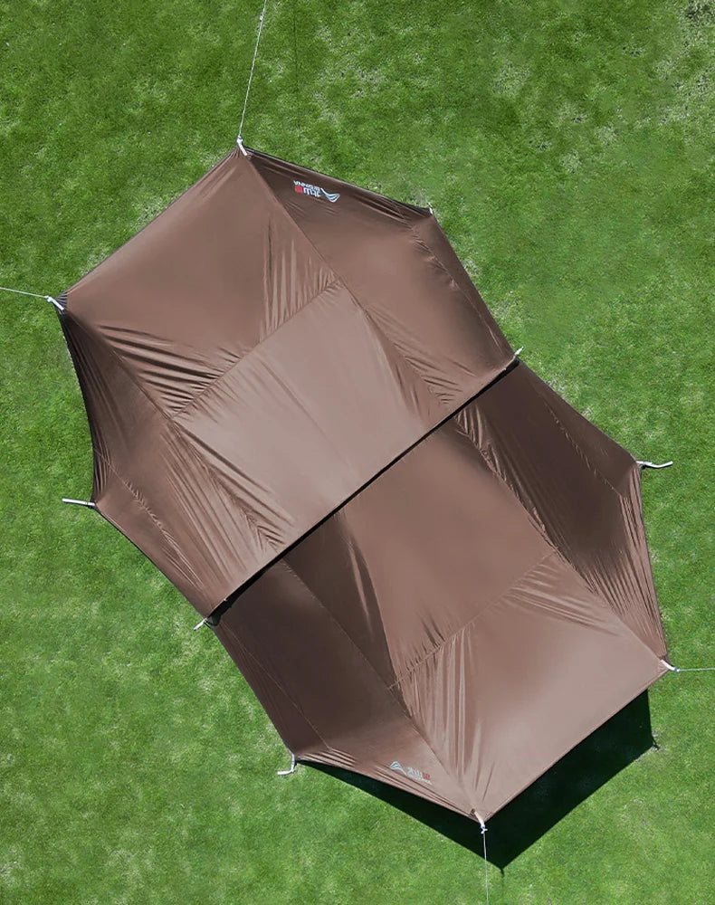 BISINNA Outdoor Camping Folding Portable Tunnel Large Canopy Coated with Silver Sunblock Shade Camping Rain and Wind