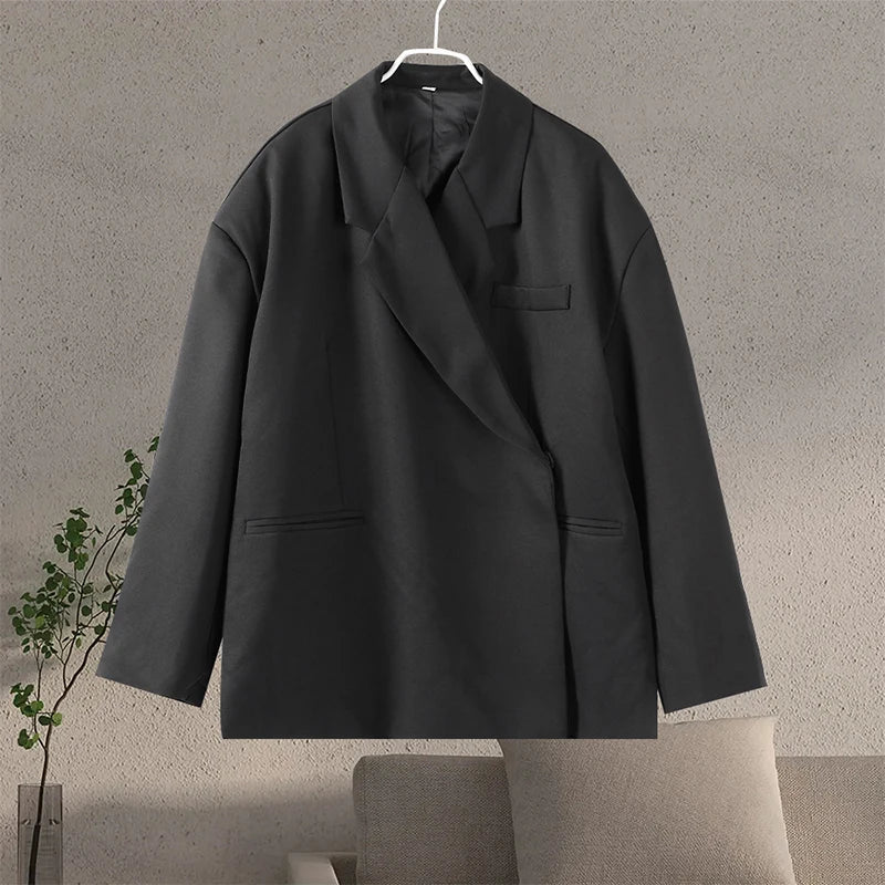 Elegant Office Blazer Women Casual Lapel Long Sleeve Pocket Button Shoulder Pads Female Coat 2024 Autumn Fashion New Lady Suit