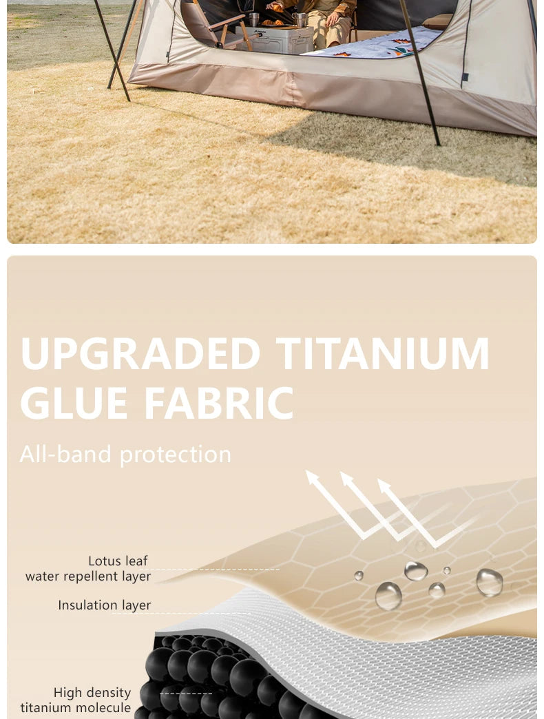 BISINNA One-touch Ridge Type Tent Titanium Glue 3-4 Person Outdoor Automatic Camping Family Tent