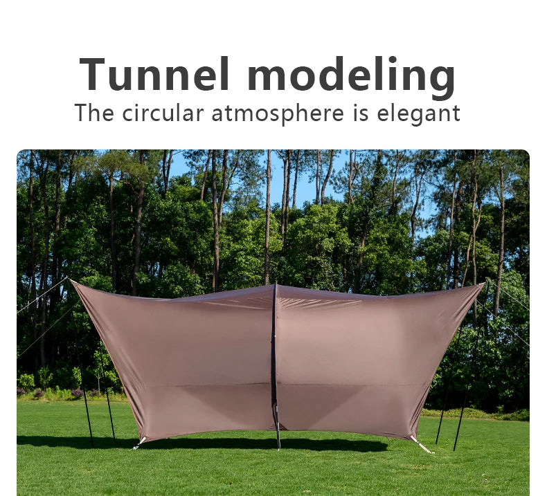 BISINNA Outdoor Camping Folding Portable Tunnel Large Canopy Coated with Silver Sunblock Shade Camping Rain and Wind