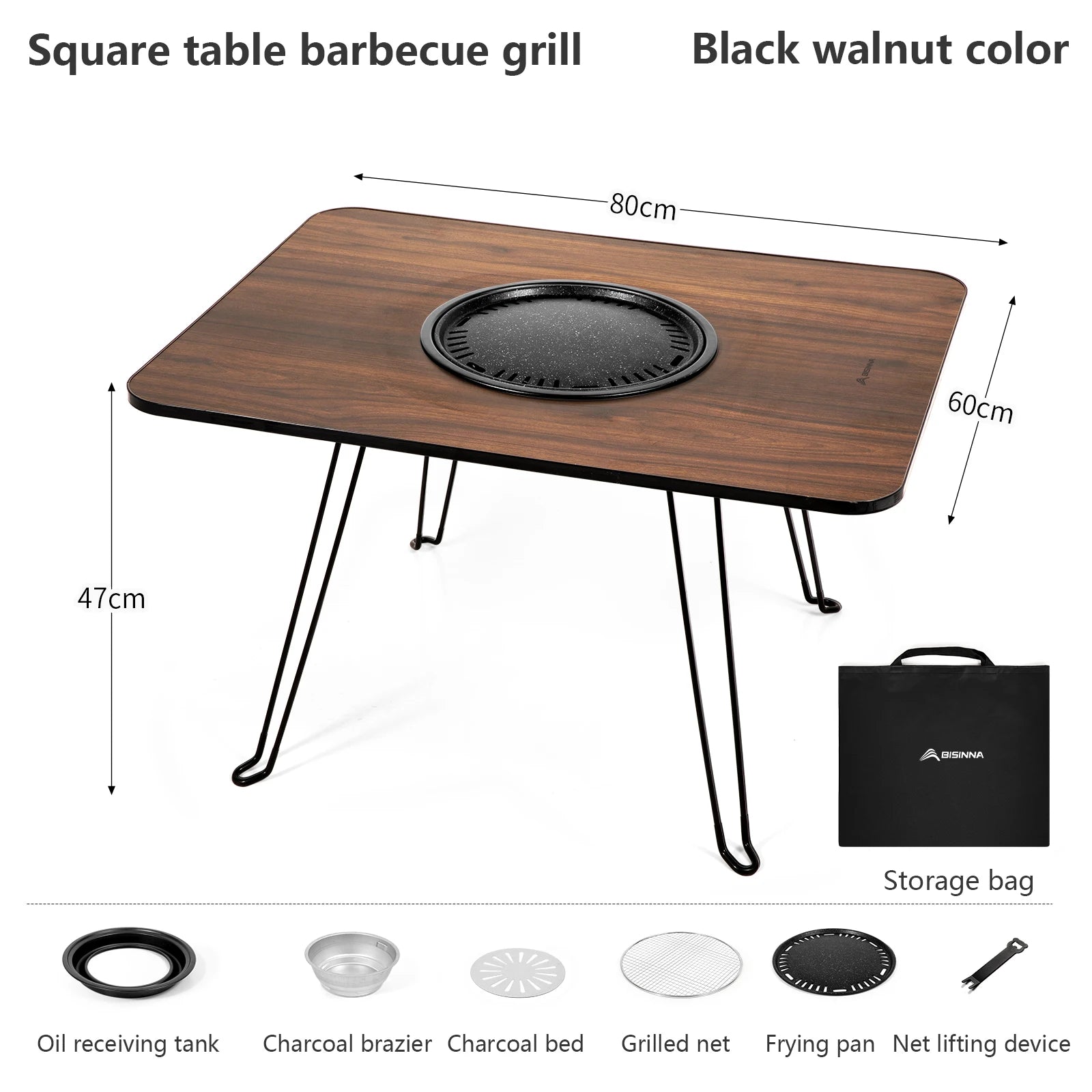 BISINNA Outdoor Folding Barbeque Stove Portable Camping BBQ Charcoal Grill With Widen Desktop Patio Tea Boiling