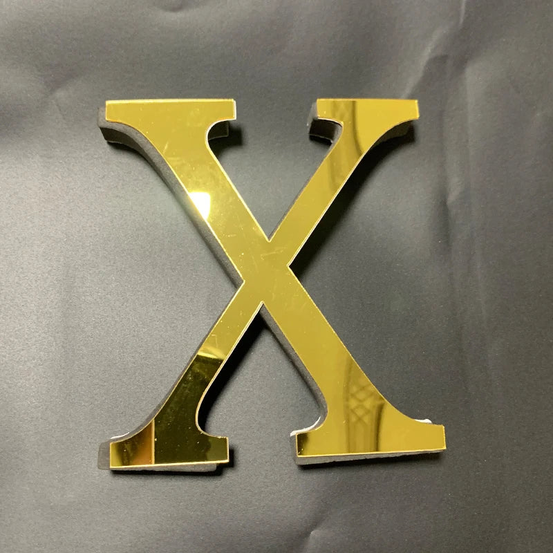Gold English Letters Mirror 3D Wall Sticker Home Decoration Festival Party Wedding Decor Acrylic Mural Peel & Stick Wallpaper
