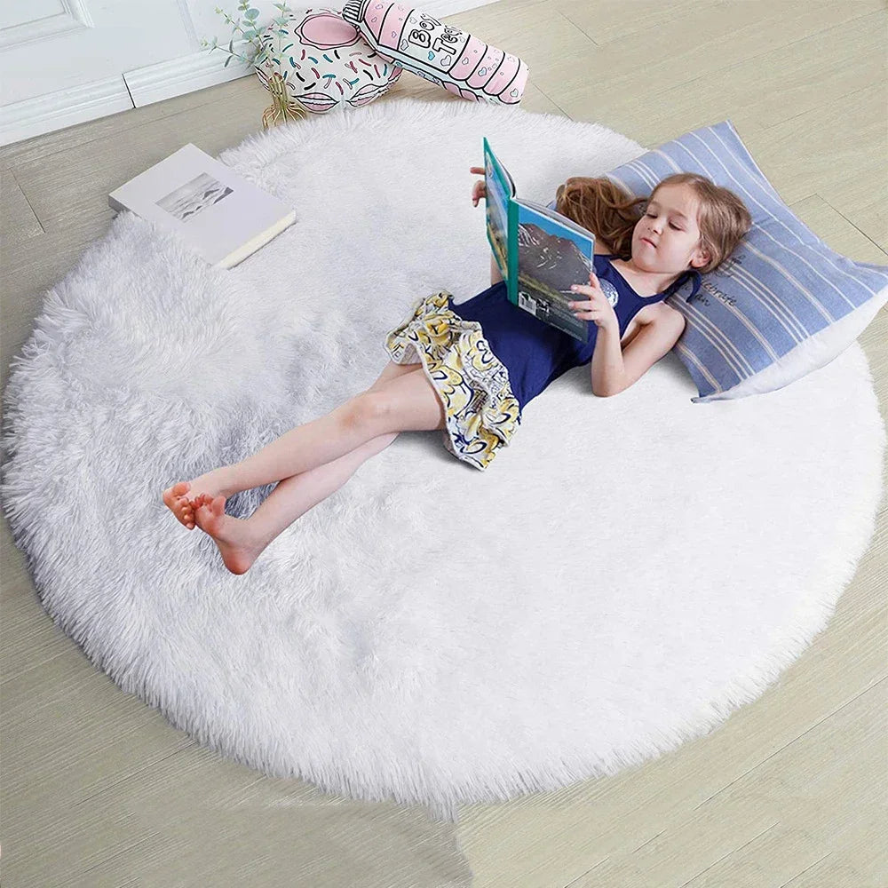 Super Soft Plush Round Rug Mat Fluffy White Carpets For Living Room Home Decor Bedroom Kid Room Decoration Salon Thick Pile Rug