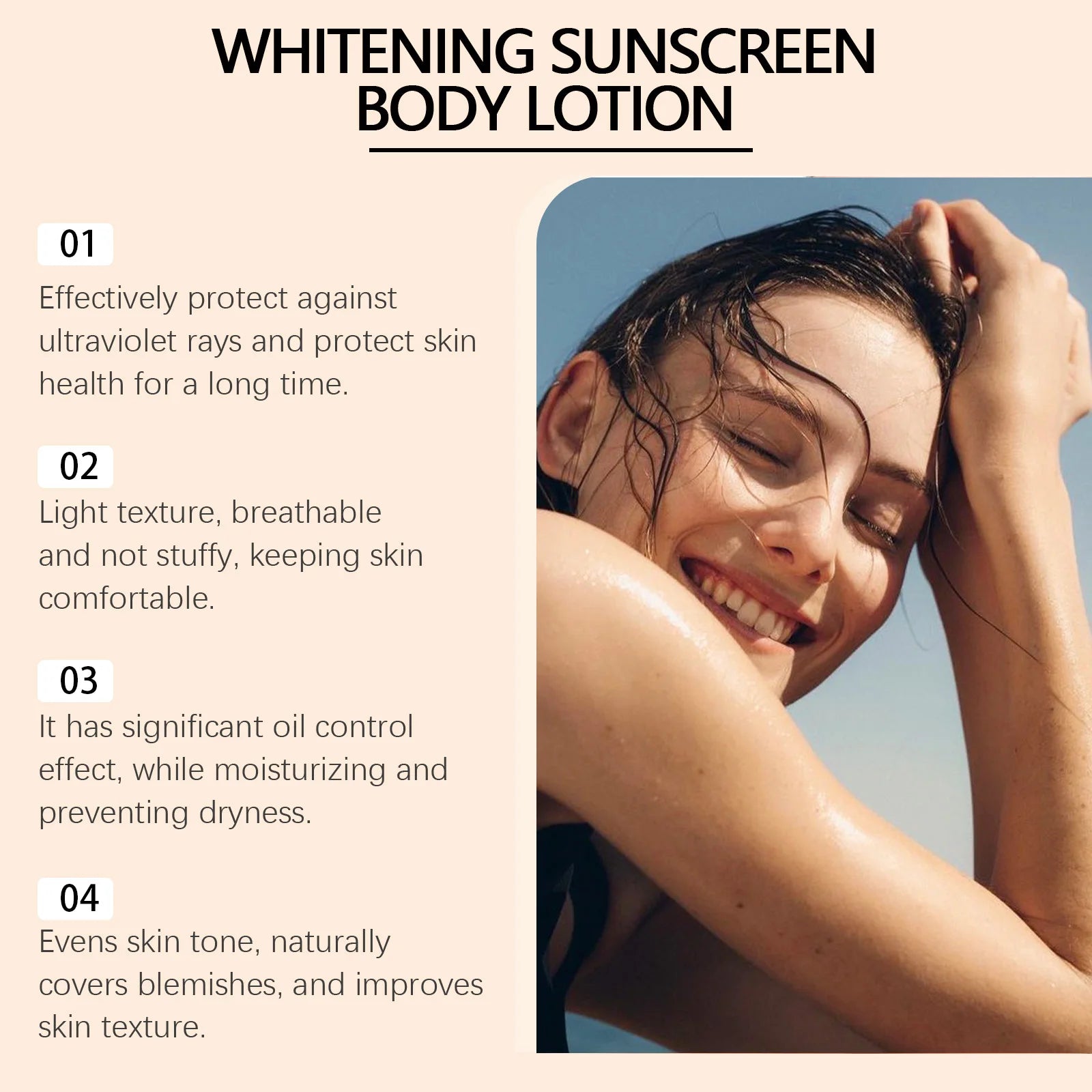 Kojic Acid Body Lotion SPF 30+ Sun Cream UV Protection Refreshing Moisturizing Body Skin Care Niacinamide Brighten Body Lotion