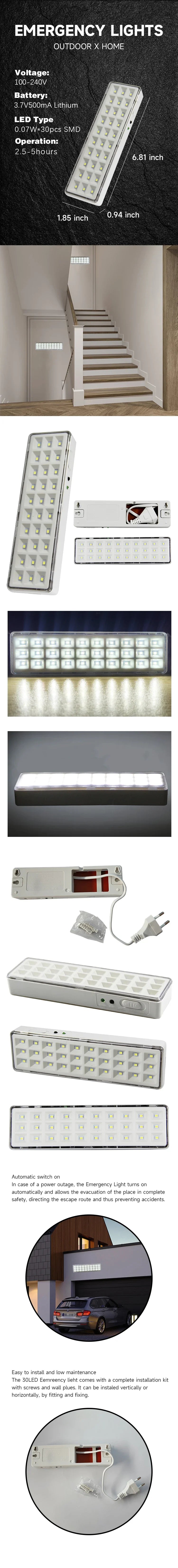 Fire Fighting Light 30LED Emergency Light Fire Emergency Lighting Luminaire 2 Modes Wall Mounted Emergency Lamp Smart Home Bulbs