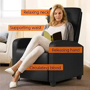 Recliner Chair PU Leather Recliner Sofa Home Theater Seating with Lumbar Support Overstuffed High-Density Sponge Push Back Recli