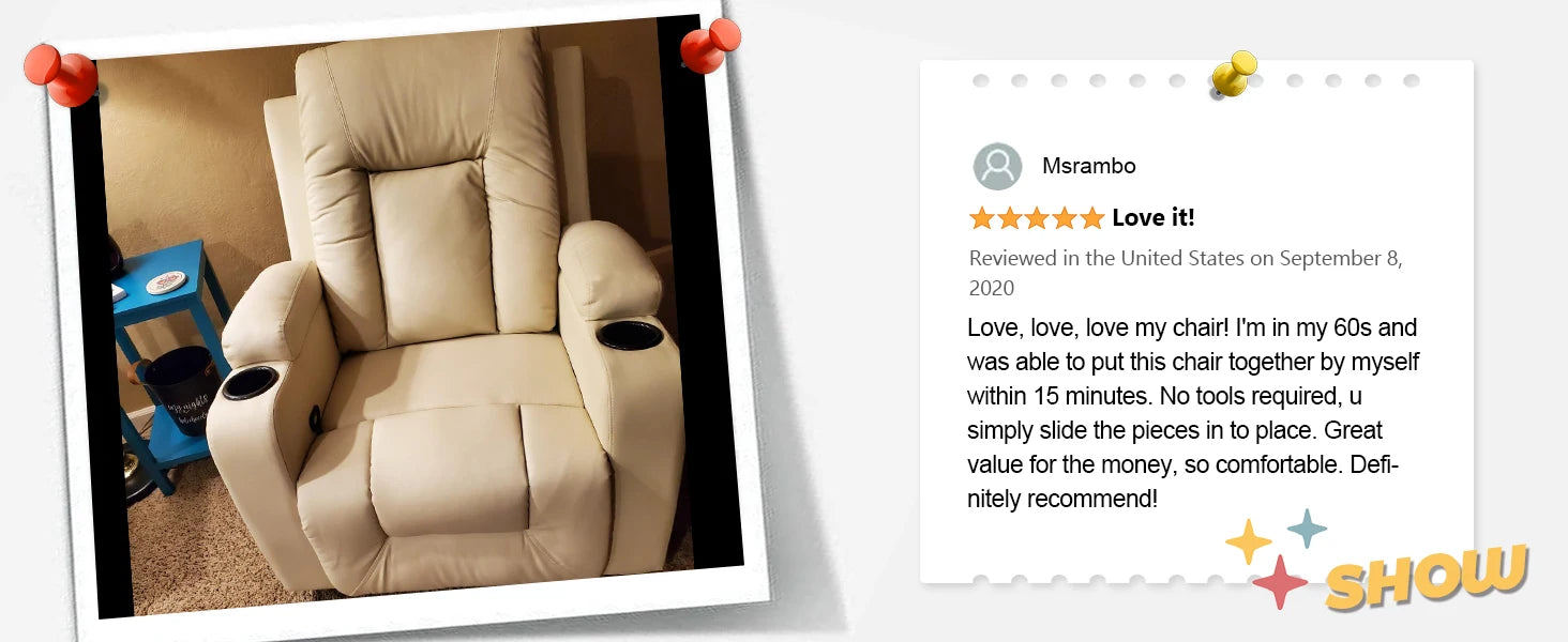 Recliner Chair, PU Rocking Chair for Adults, Swivel Recliner with Cup Holders, Heat and Massage, Single Sofa Seat