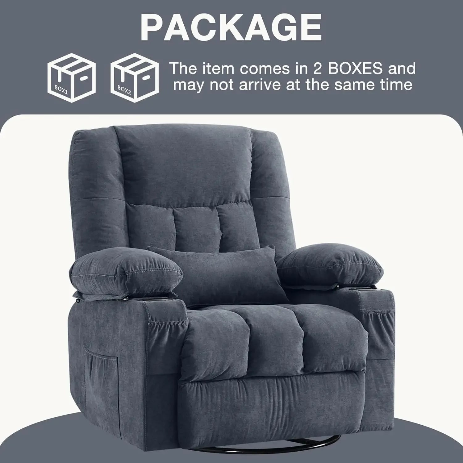 Swivel Rocker Recliner Chair with Vibration Massage and Heat Ergonomic Lounge Chair for Living Room with Rocking