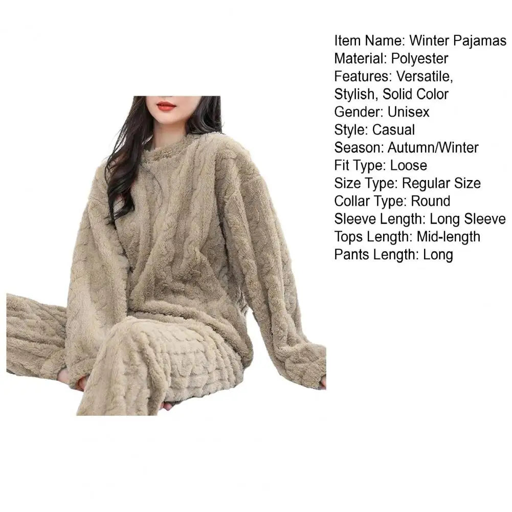 Soft Cozy Pajamas Cozy Winter Pajama Sets for Women Stylish Plush Sleepwear for Autumn with Thicken Pullover Pants Comfortable