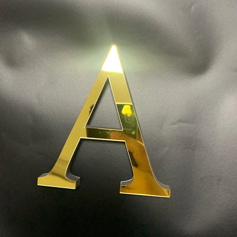 Gold English Letters Mirror 3D Wall Sticker Home Decoration Festival Party Wedding Decor Acrylic Mural Peel & Stick Wallpaper