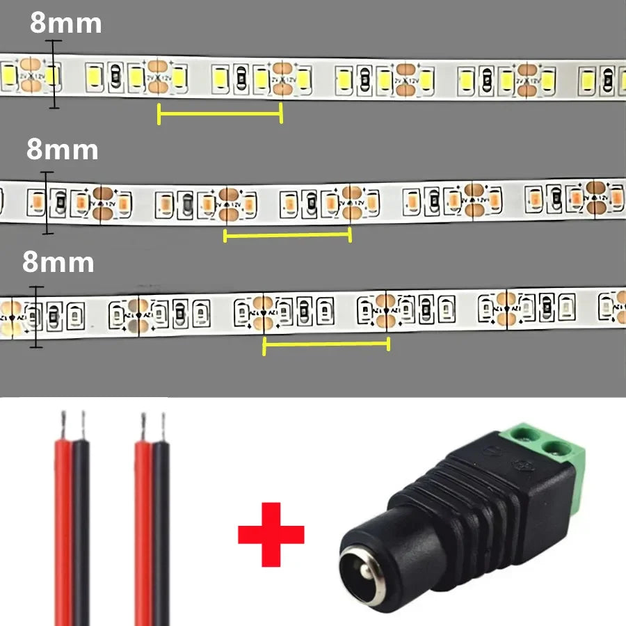 DC12V 24V 2835 LED Strip 120LEDs/m Home Lamp Strip Red Ice Blue Green Yellow Pink Flexible And Cuttable Soft Lamp Bar Home Decor