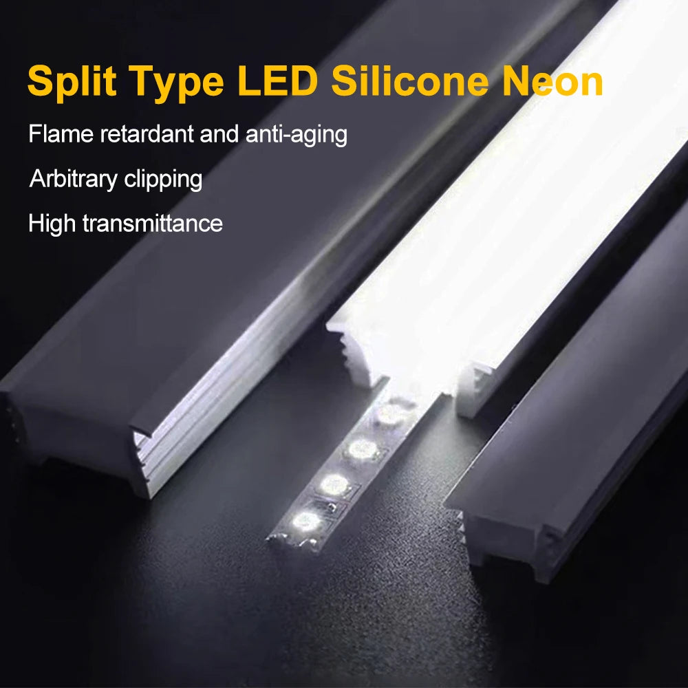 LED Neon Silica Gel Covering Tube Embedded Sign Silicone Gel Flexible IP67 Waterproof for 5050 COB Led Strip Indoor Outdoor