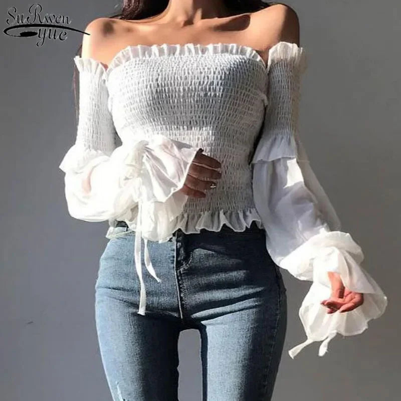 Women Shirt Classic Chiffon Blouse S-4XL Plus Size Loose Long Sleeve Shirt Lady Simple Style Tops Female Clothes New Blusas 6830