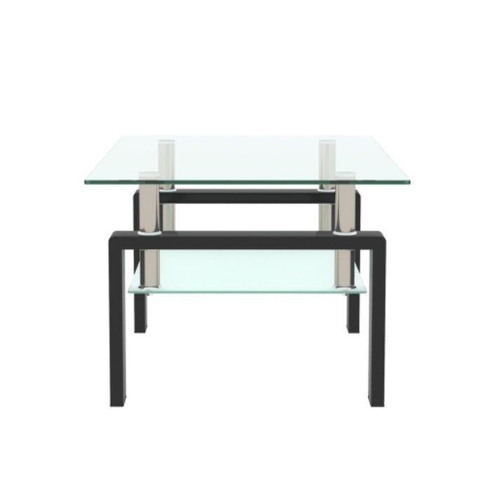 Rectangle Black Glass Coffee Table, Clear Coffee Table, Modern Side Center Tables For Living Room, Living Room Furniture