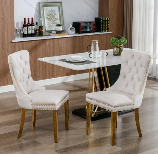 Velvet Upholstered Dining Chair - 2-piece Set